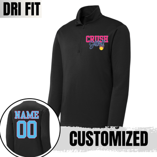 Black Crush Softball bow dri fit quarter zip performance top with custom name and number on back