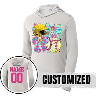 Crush softball bow helmet competitor hooded performance pullover in grey with optional name and number on back