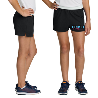 Crush Softball Classic jersey knit shorts black front and side view on model