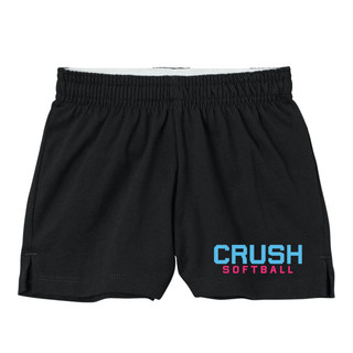 Crush Softball Classic jersey knit shorts black with blue and pink lettering