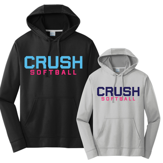 Crush Softball Classic performance fleece hoodie black and silver front view unisex athletic hoodie