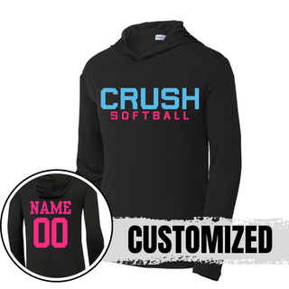 Crush Softball Classic competitor hooded performance pullover black with custom name and number on back unisex team hoodie