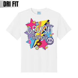 Crush Softball girly retro pop dri fit performance top lightweight moisture wicking softball apparel
