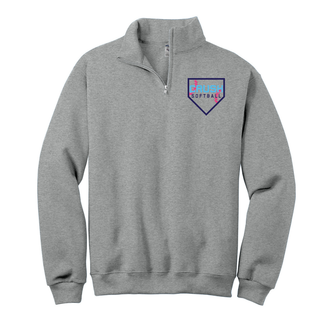 Crush Softball quarter zip pullover ash with home plate logo softball sweatshirt