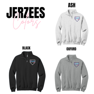 Crush Softball quarter zip pullover black ash and oxford with home plate logo softball apparel