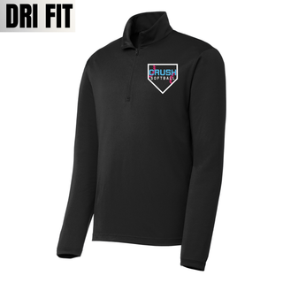 Crush Softball Home Plate Logo black dri fit quarter zip performance top