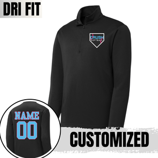 Crush Softball Home Plate Logo black dri fit quarter zip performance top with custom name and number