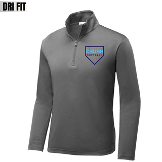 Crush Softball Home Plate Logo grey dri fit quarter zip performance top
