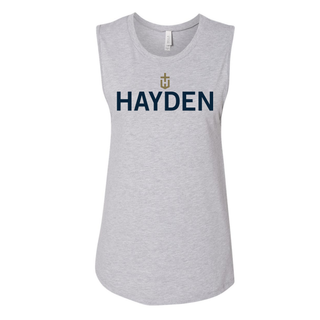 Hayden Wildcats womens muscle tank grey sleeveless spirit wear Topeka Kansas