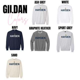 Hayden Wildcats sweatshirt Gildan colors navy grey white sand Topeka Kansas spirit wear