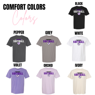 Royal Valley Panthers Softball shirt Comfort Colors pepper grey white violet orchid ivory RV apparel