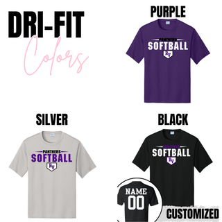 Royal Valley Panthers Softball dri fit shirts purple silver black customizable team apparel