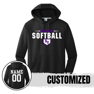 Royal Valley Panthers softball performance hoodie black with custom name and number back option
