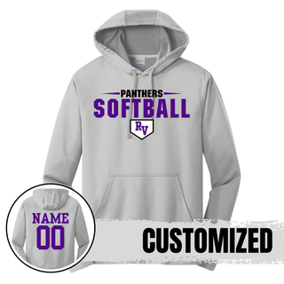 Royal Valley Panthers softball performance hoodie grey with custom name and number back option