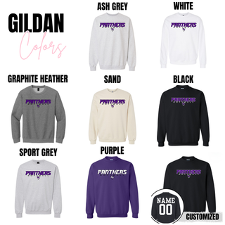 Royal Valley Panthers softball fastpitch Gildan tops ash grey white graphite heather sand black sport grey purple