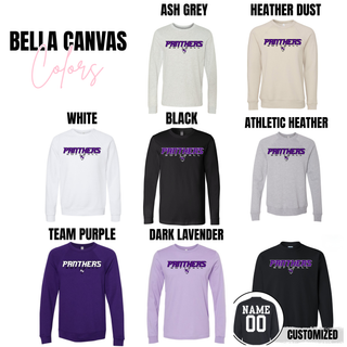 Royal Valley Panthers softball fastpitch Bella Canvas tops ash grey heather dust white black athletic heather team purple dark lavender