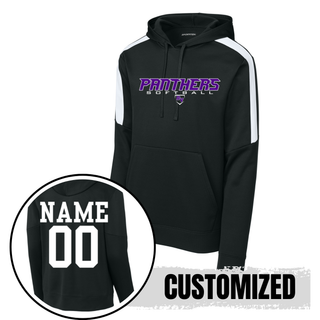 Black fan favorite hoodie with Royal Valley Panthers Softball Fastpitch front graphic and optional custom name and number on back