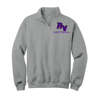 Royal Valley Panthers Softball RV logo quarter zip pullover in OXFORD grey