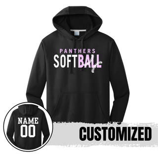 Black Panthers Softball lace performance hoodie with optional custom name and number on back