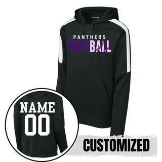 Royal Valley Panthers Softball lace black fan favorite hoodie with custom name and number print on back