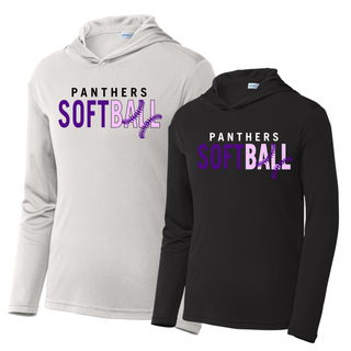 Royal Valley Panthers Softball lace performance hooded pullover in black and silver competitor hoodie