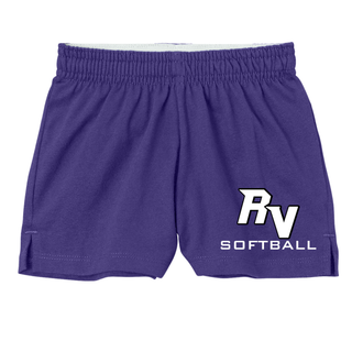 Royal Valley Panthers Softball purple performance shorts with RV Softball logo