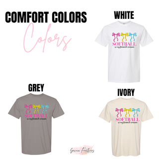 comfort colors softball is my favorite season graphic shirts in white grey and ivory