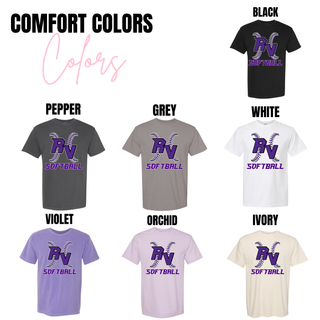 royal valley panthers softball comfort colors tees rv logo with softball lace detail purple design