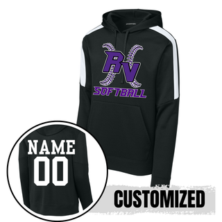 Purple Royal Valley Panthers softball lace hoodie with RV graphic and custom name and number option on back