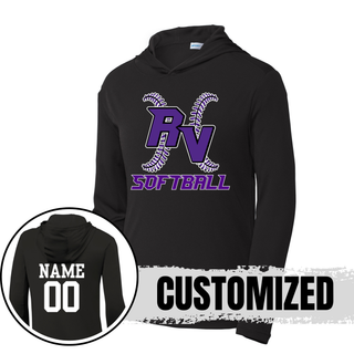 Royal Valley Panthers RV softball lace black performance hooded pullover with customizable name and number Panthers softball