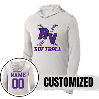 Royal Valley Panthers RV softball lace grey performance hooded pullover with customizable name and number back