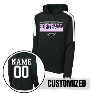 Royal Valley Panthers softball stripe bar fan favorite hoodie in black with customizable name and number on back