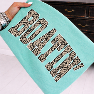 boatin lake life graphic top leopard print lettering mint green comfort colors tee lifestyle photo