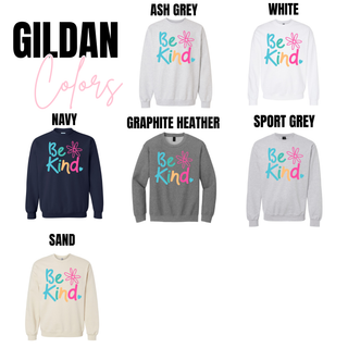 be kind graphic top gildan sweatshirt colors ash grey white navy graphite heather sport grey sand options