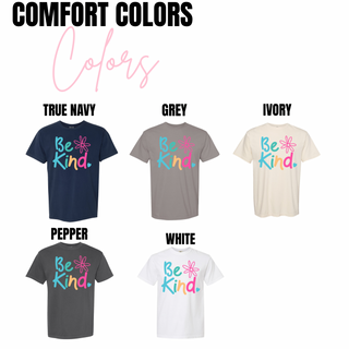be kind graphic top comfort colors tee options navy grey ivory pepper white
