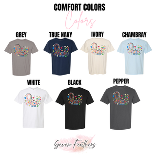 autism awareness ribbon puzzle graphic top comfort colors tee options grey true navy ivory chambray white black pepper