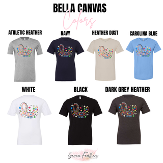 autism awareness ribbon puzzle graphic top bella canvas colors athletic heather navy heather dust carolina blue white black dark grey heather