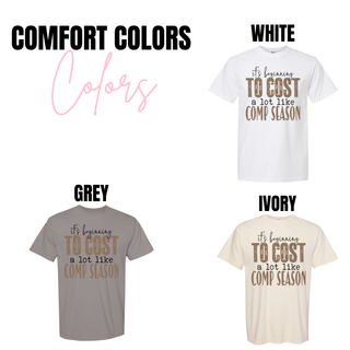 comp season dance top black brown text comfort colors white grey ivory options
neutral comp season dance shirt multiple comfort colors options