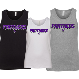 youth Panthers Softball tank in black white and athletic grey with bold fastpitch graphic and RV detail