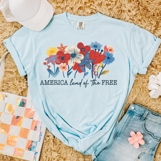 America Land of the Free Floral Top