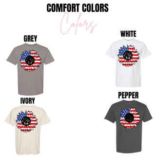 American Flag Sunflower Patriotic Floral Top