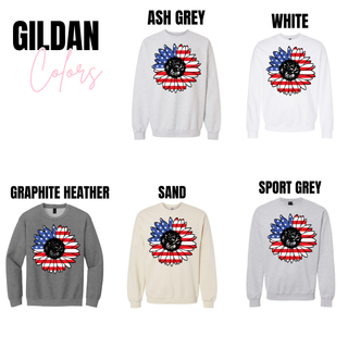 American Flag Sunflower Patriotic Floral Top