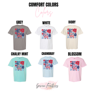 God Bless the USA Shirt Patriotic Floral Cross Top
