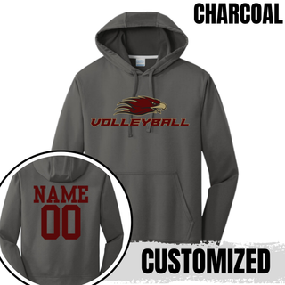 Silver Lake Eagles Volleyball Bold Mascot Apex Performance Hoodie in charcoal with customized back name and number