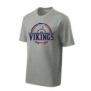 Seaman Vikings Wrestling Distressed S Mat Sport-Tek Heathered Grey Performance Tee