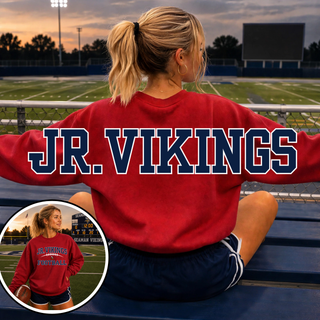 oversized-jr-vikings-football-cardinal-red-crewneck-front-model-field