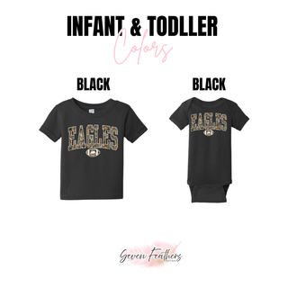 Infant bodysuit and toddler tee featuring the Silver Lake Eagles Football Realtree camo Eagles graphic.