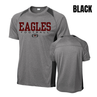 Black Heather Colorblock Contender Tee front and back with Silver Lake Eagles Football Standard graphic
