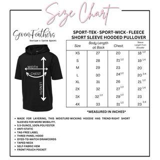 Adult short sleeve hooded pullover size chart