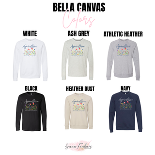 Agriculture wildflower top long sleeve and crewneck color options including white ash grey athletic heather black heather dust and navy